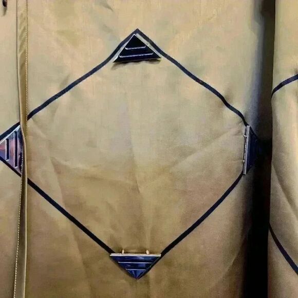 Chani Women's Gold Poly Satin Adj Spaghetti Strap Sun Dress w Silver Triangle Bu - Picture 13 of 14